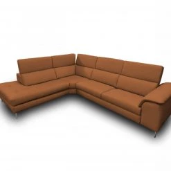 VIG Living Room Coronelli Collezioni Viola - Italian Contemporary Cognac Leather Left Facing Sectional Sofa