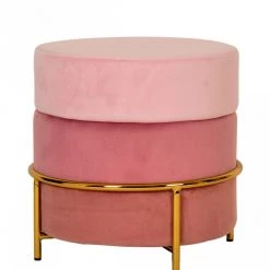 VIG Bedroom Modrest Wallace - Modern Pink & Gold Fabric Ottoman