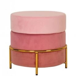 VIG Bedroom Modrest Wallace - Modern Pink & Gold Fabric Ottoman