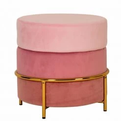 VIG Bedroom Modrest Wallace - Modern Pink & Gold Fabric Ottoman