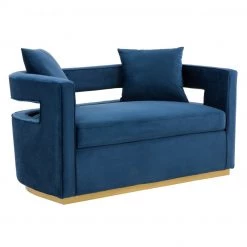 VIG Modrest Wells - Modern Blue Velvet Loveseat