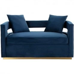 VIG Modrest Wells - Modern Blue Velvet Loveseat