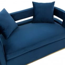 VIG Modrest Wells - Modern Blue Velvet Loveseat