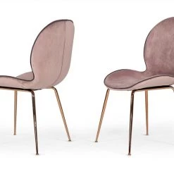 VIG Modrest Wendy Modern Pink Velvet & Rosegold Dining Chair (Set Of 2) Dining Room