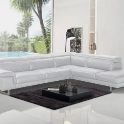 VIG Accenti Italia Westport - Italian Modern White Leather Right Facing Sectional Sofa Living Room