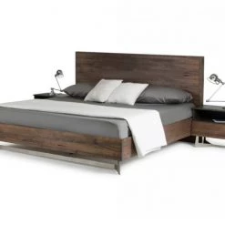 VIG Beds & Headboards Modrest Wharton Modern Dark Aged Oak Bed