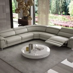 VIG Coronelli Collezioni Wonder - Italian Modern Grey Leather Sectional Sofa With Recliners