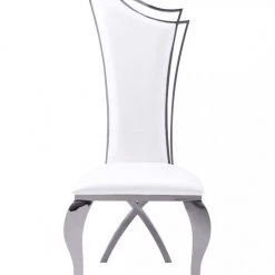 VIG Dining Room Modrest Bonnie Transitional White Leatherette & Black Stainless Steel Dining Chair (Set Of 2)