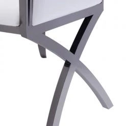 VIG Dining Room Modrest Bonnie Transitional White Leatherette & Black Stainless Steel Dining Chair (Set Of 2)