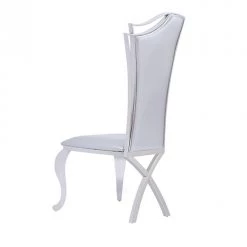 VIG Modrest Bonnie Modern Silver Leatherette & Stainless Steel Dining Chair (Set Of 2) Dining Room