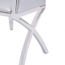 VIG Modrest Bonnie Modern Silver Leatherette & Stainless Steel Dining Chair (Set Of 2) Dining Room