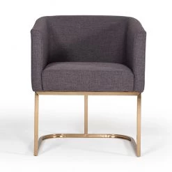 VIG Dining Room Modrest Yukon Modern Fabric And Antique Brass Dining Chair