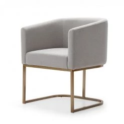 VIG Dining Room Modrest Yukon Modern Fabric And Antique Brass Dining Chair
