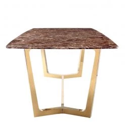 VIG Modrest Garrett Modern Brown Faux Marble & Gold Dining Table