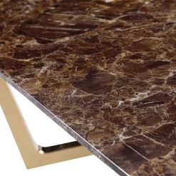 VIG Modrest Garrett Modern Brown Faux Marble & Gold Dining Table