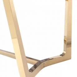 VIG Modrest Garrett Modern Brown Faux Marble & Gold Dining Table