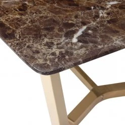 VIG Modrest Garrett Modern Brown Faux Marble & Gold Dining Table